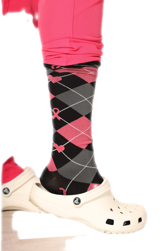 Argyle Breast Cancer Socks